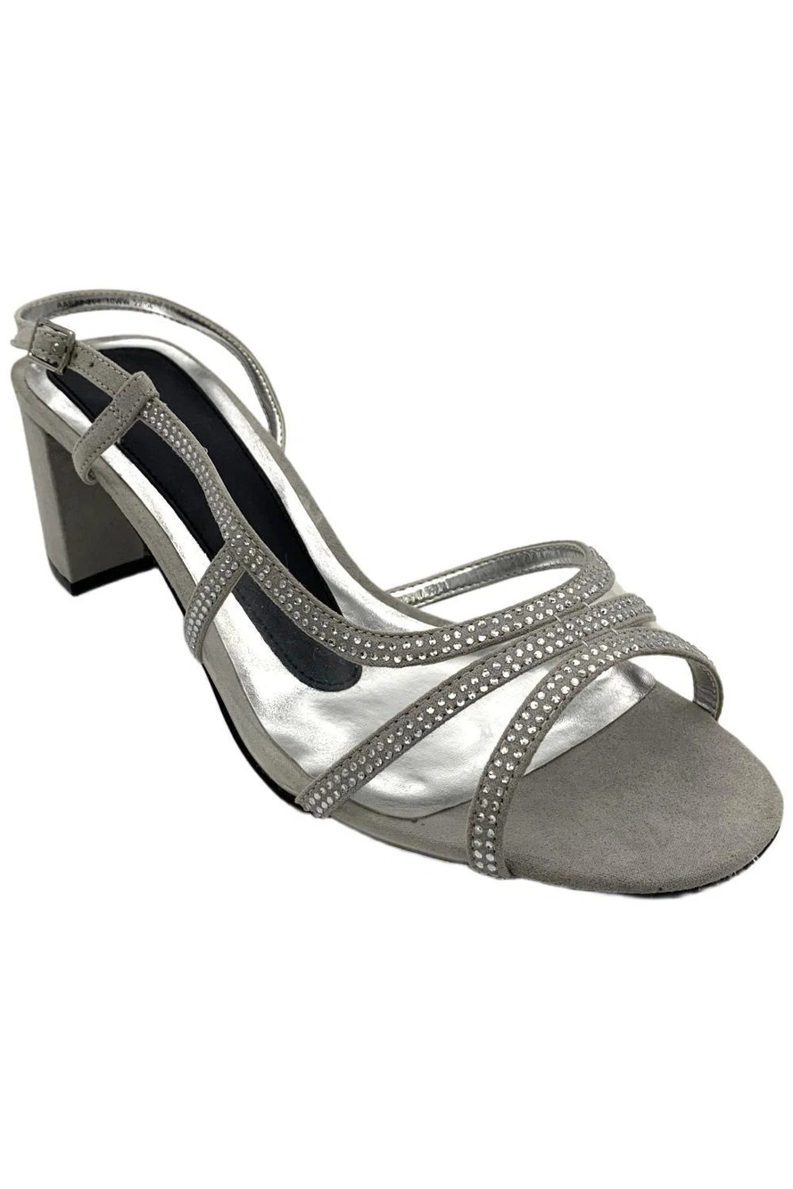 David Tate Women's Wed Strappy Sandal Silver - Wide